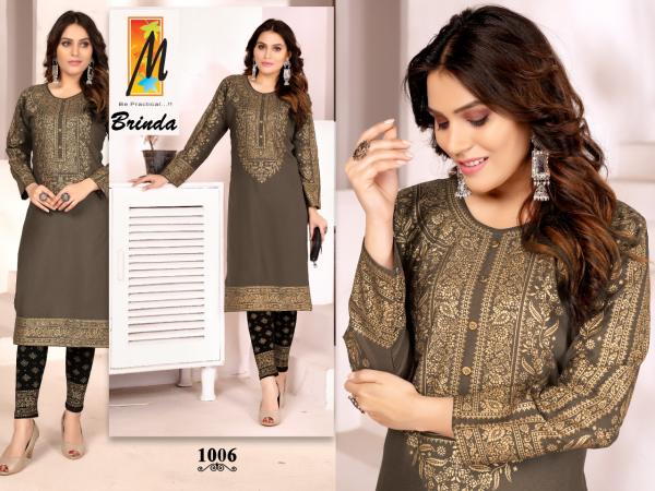 Master Brinda Beautiful Rayon Gold Print Kurti 